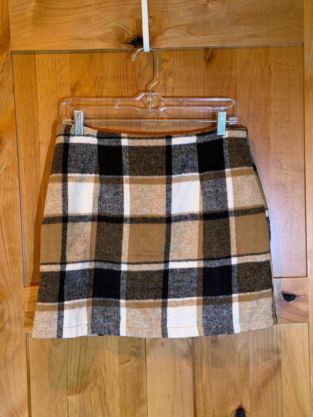 (i) Plaid Wool Blend Mini Skirt Size M